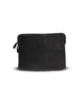 Black leather pouch on a white background