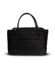 Black handbag on a white background