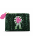Green Ribbon Small Beaded Pouch