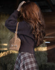 Tucker Tweed Equestrian Leather Handbags Bethany Bit Bag Suede- Limited Edition Milk Chocolate