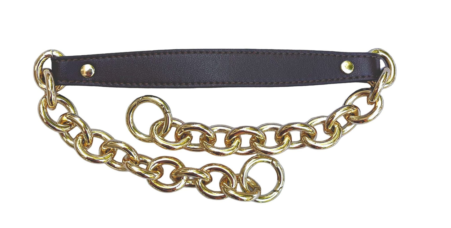 Tucker Tweed Equestrian Leather Handbags Saddle Brown Chain & Leather Alternate Wristlet Strap