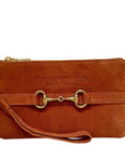 Tucker Tweed Equestrian Leather Handbags Wellington Wristlet Sorrel Suede Edition