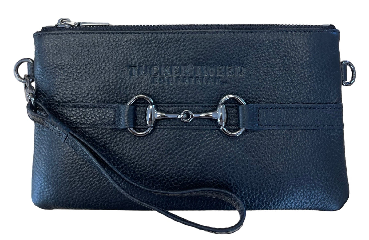 Tucker Tweed Leather Handbags Black Solid/ Gun Metal Bit The Wellington Wristlet