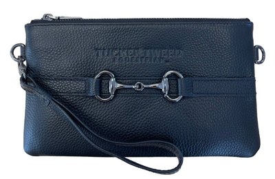 Tucker Tweed Leather Handbags Black Solid/ Gun Metal Bit The Wellington Wristlet