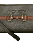 Tucker Tweed Leather Handbags Olive/Saddle Brown The Wellington Wristlet