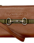 Tucker Tweed Leather Handbags Saddle Brown/Olive The Wellington Wristlet