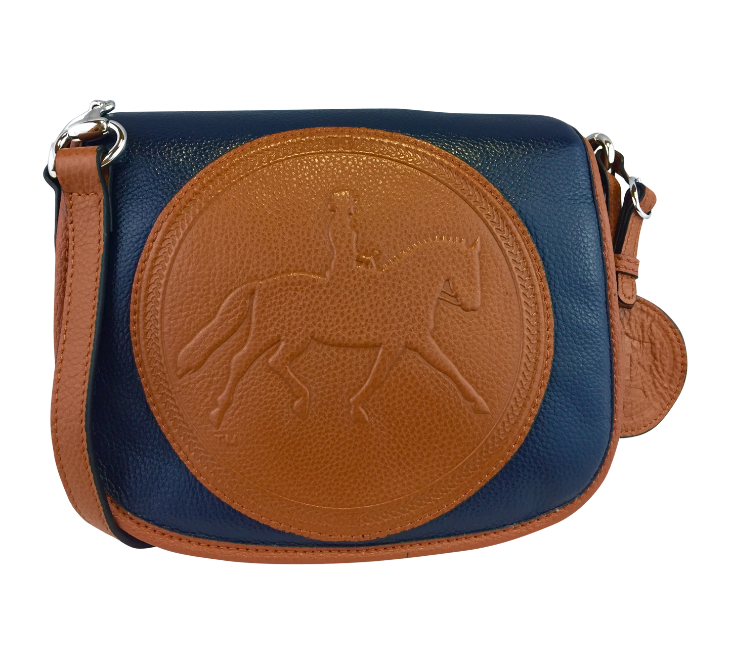 Tucker Tweed Leather Handbags Navy/Chestnut / Dressage The Camden Crossbody: Dressage