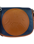 Tucker Tweed Leather Handbags Navy/Chestnut / Dressage The Camden Crossbody: Dressage