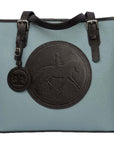 Tucker Tweed Leather Handbags Sky/Dark Chocolate The James River Carry All: Dressage