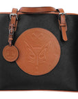 Tucker Tweed Leather Handbags Black/Chestnut The James River Carry All: Foxhunting