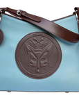 Tucker Tweed Leather Handbags Sky Blue/Dark Chocolate / Foxhunting The Tweed Manor Tote: Foxhunting