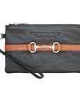 Tucker Tweed Leather Handbags Black/Chestnut The Wellington Wristlet
