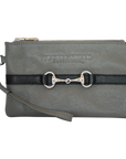 Tucker Tweed Leather Handbags Grey/Black The Wellington Wristlet