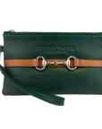 Tucker Tweed Leather Handbags Hunter Green/Chestnut The Wellington Wristlet
