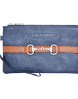 Tucker Tweed Leather Handbags Navy/Chestnut The Wellington Wristlet