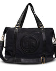 Black bag with a logo on a white background