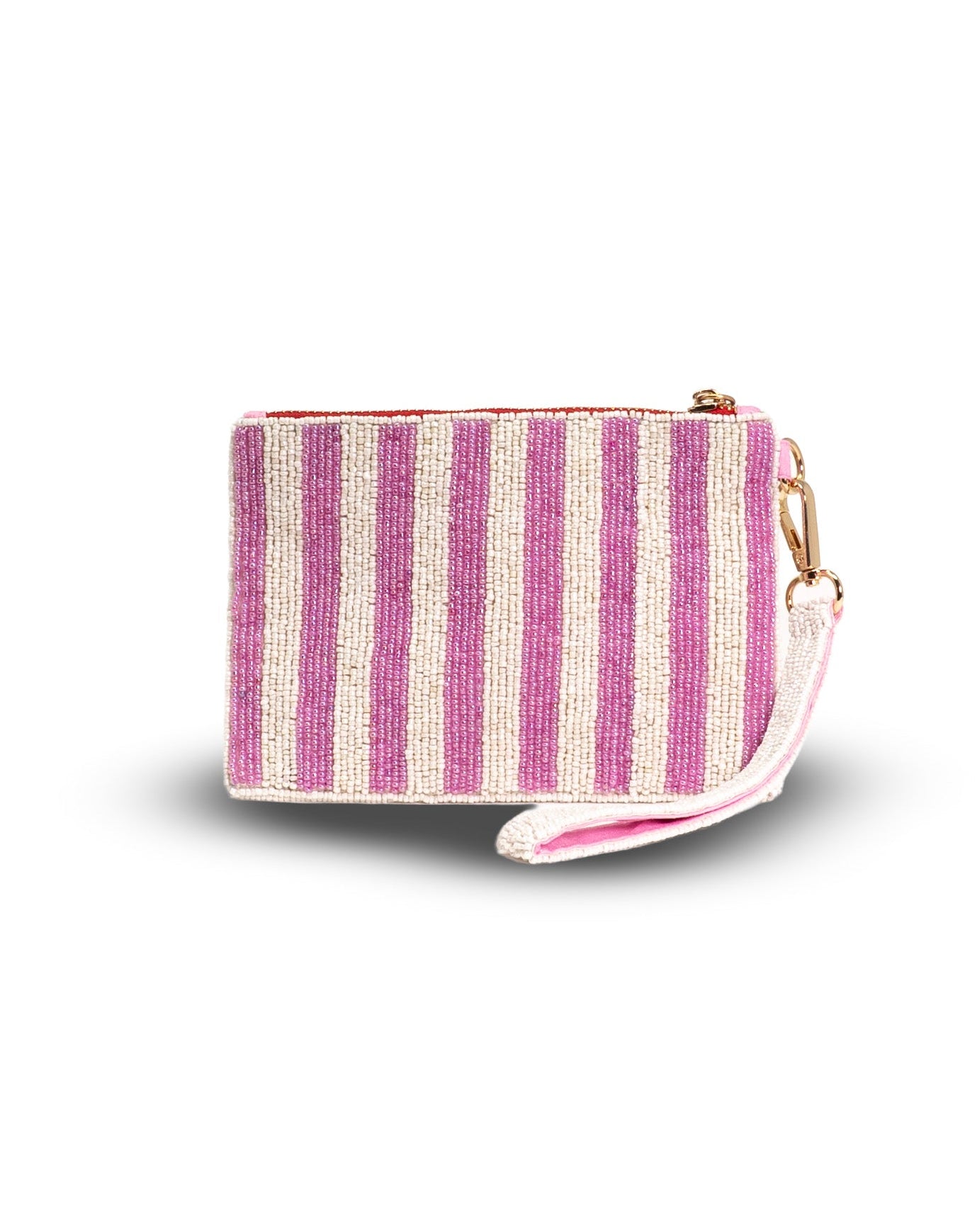 Small striped pouch on a white background