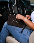 Wellington Wristlet Espresso Suede