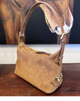 Tucker Tweed Equestrian Leather Handbags Bethany Bit Bag Suede- Limited Edition Milk Chocolate