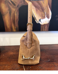 Tucker Tweed Equestrian Leather Handbags Bethany Bit Bag Suede- Limited Edition Milk Chocolate