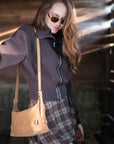 Tucker Tweed Equestrian Leather Handbags Bethany Bit Bag Suede- Limited Edition Milk Chocolate