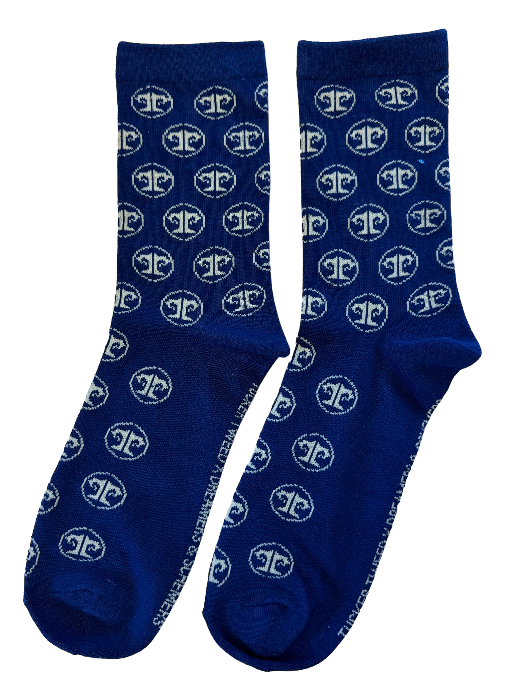 Tucker Tweed Equestrian Apparel Navy Crew Logo Repeating Tucker Tweed Equestrian D&S Signature Boot Socks