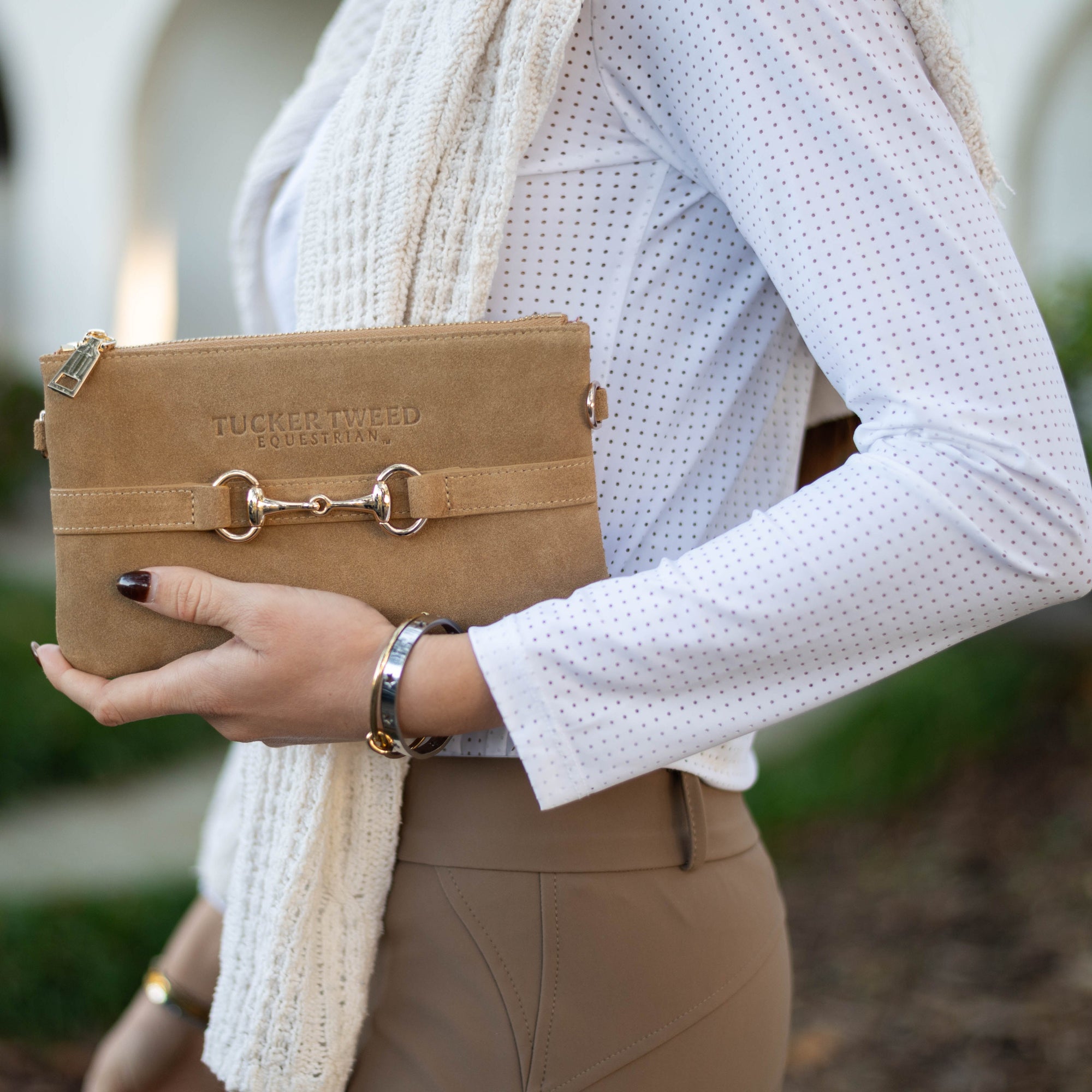 Tucker Tweed Equestrian Apparel & Accessories Wellington Wristlet Milk Chocolate Suede Edition