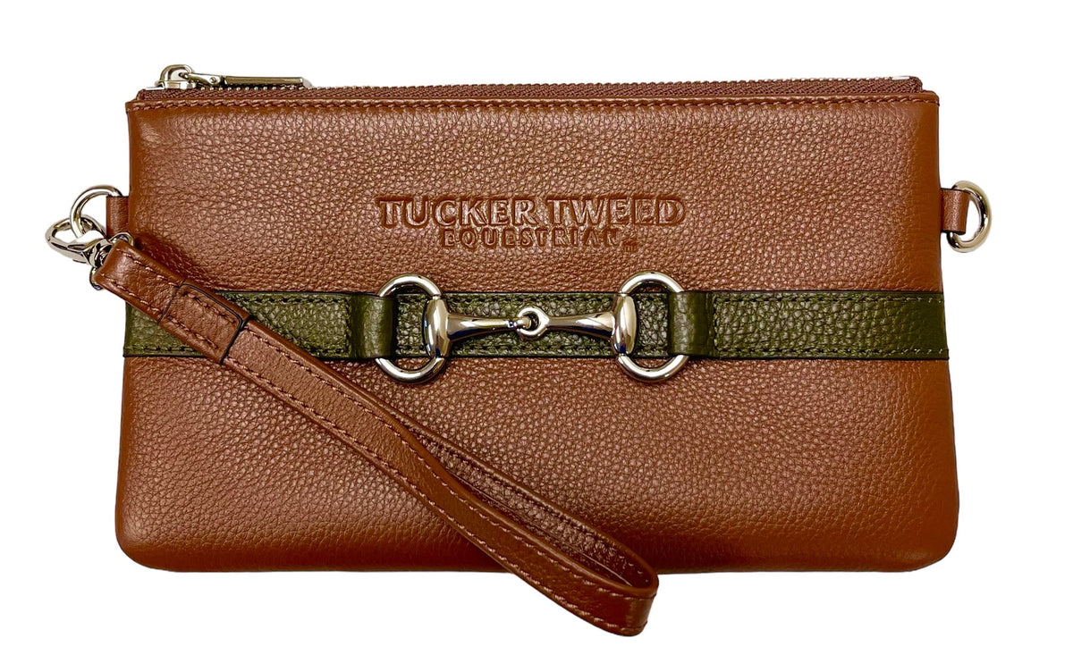 Tucker Tweed Leather Handbags Saddle Brown/Olive The Wellington Wristlet