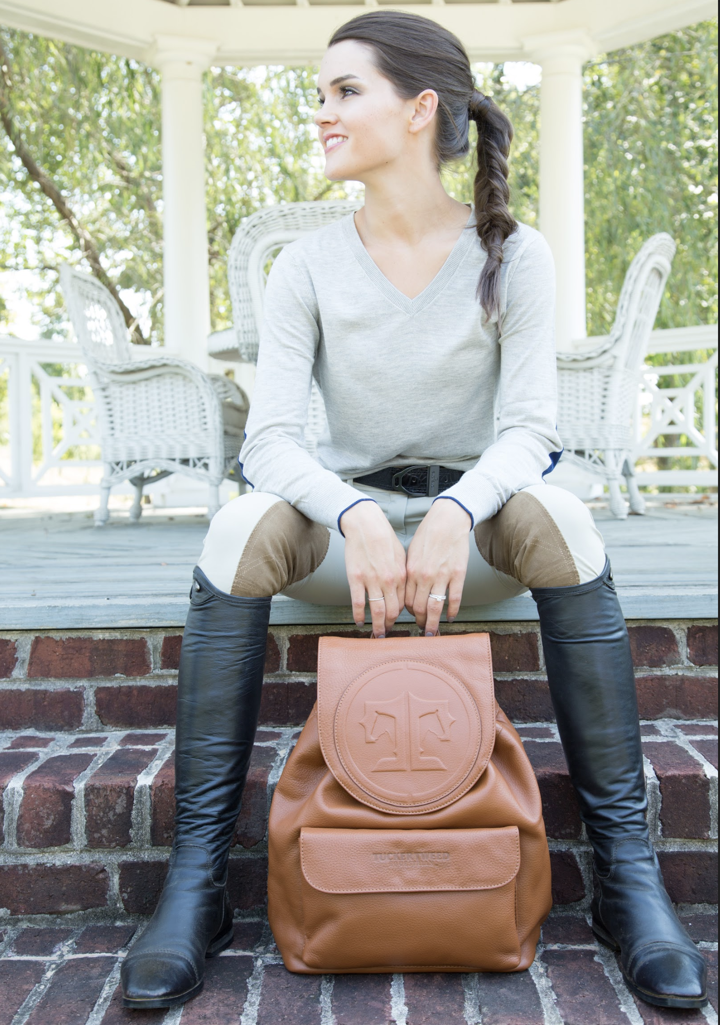 Tucker Tweed Equestrian Leather Handbags Brandywine Backpack: Signature