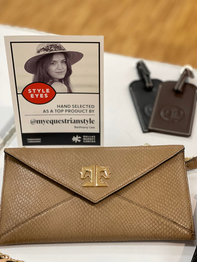 Tucker Tweed Equestrian Leather Handbags Camel Snakeskin Cor De Star Clutch