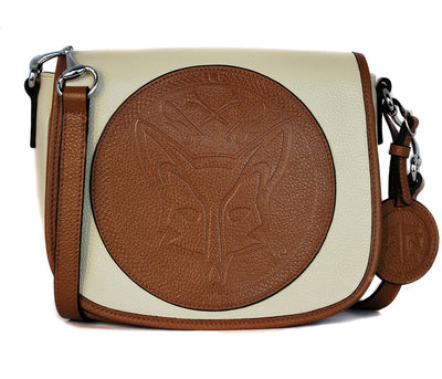 Tucker Tweed Leather Handbags Ivory/Chestnut / Foxhunting The Camden Crossbody: Foxhunting