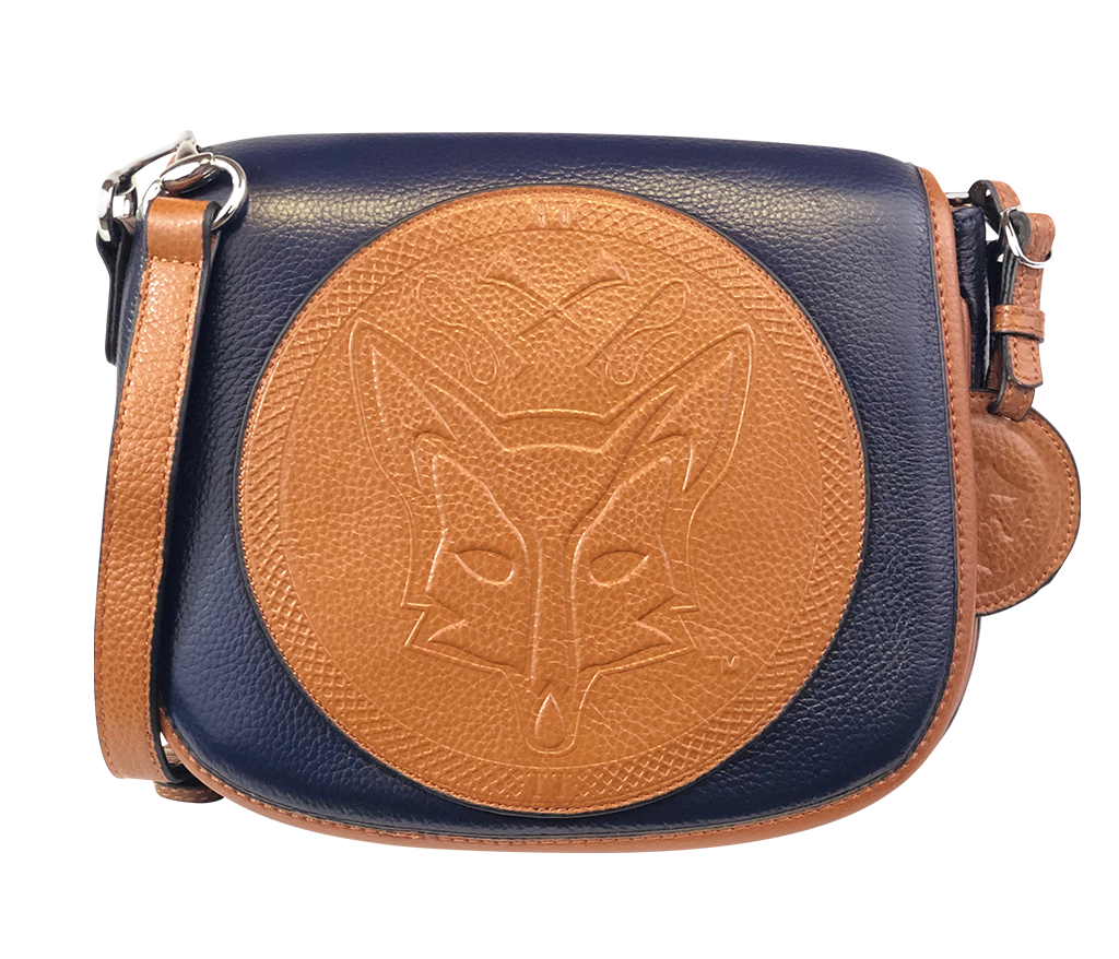 Tucker Tweed Leather Handbags Navy/Chestnut / Foxhunting The Camden Crossbody: Foxhunting