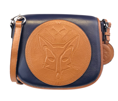 Tucker Tweed Leather Handbags Navy/Chestnut / Foxhunting The Camden Crossbody: Foxhunting