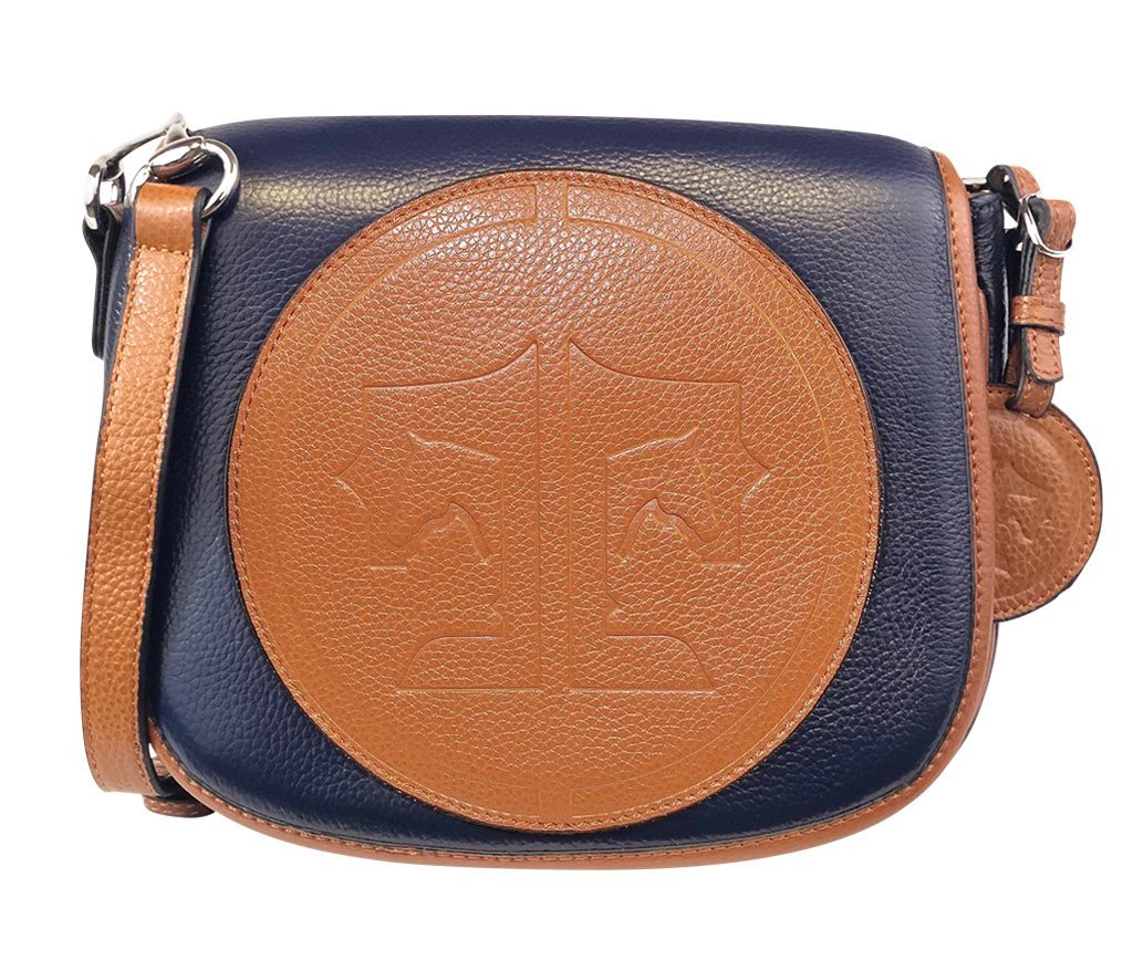 Tucker Tweed Leather Handbags Navy/Chestnut / Signature The Camden Crossbody: Signature