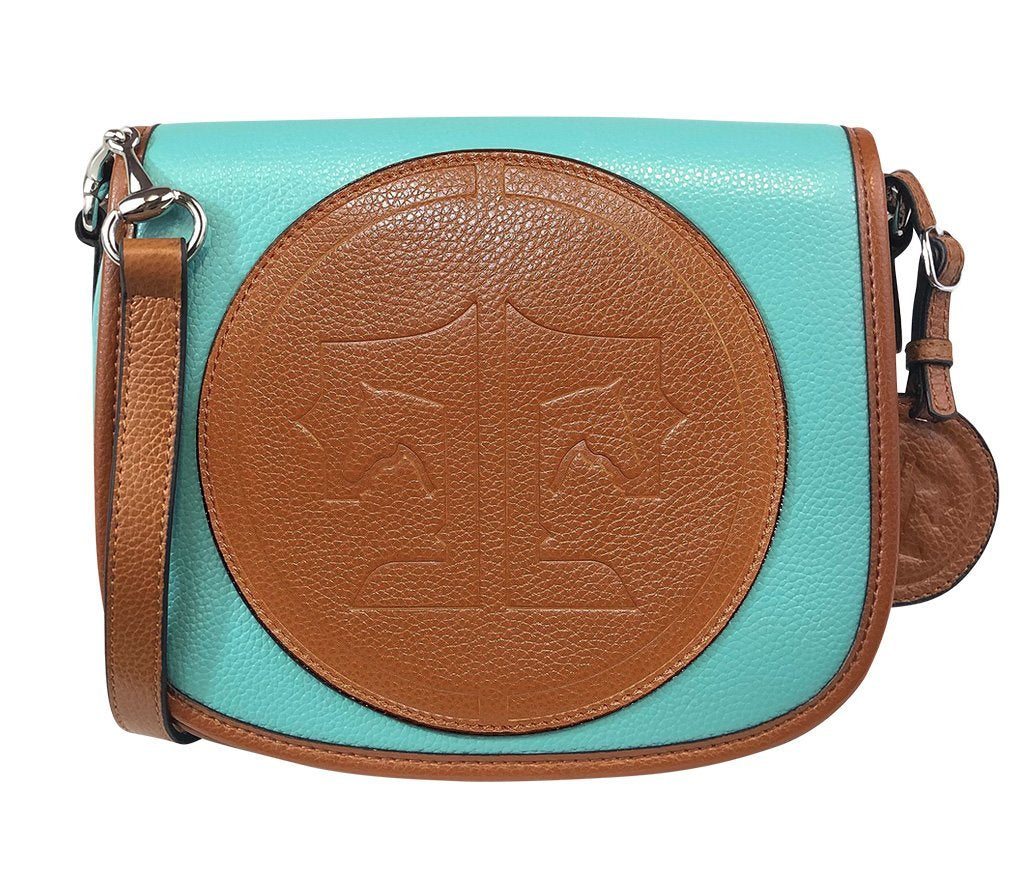 Tucker Tweed Leather Handbags Turquoise/Chestnut / Signature The Camden Crossbody: Signature