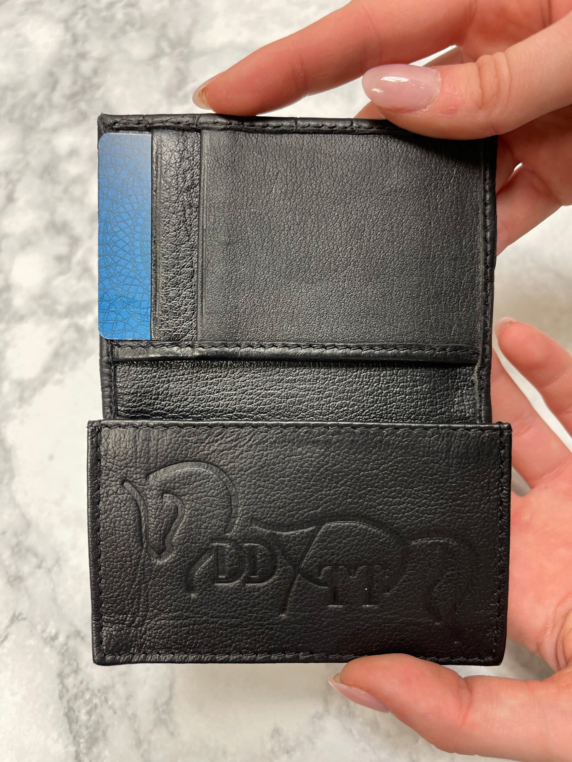 Credit Card Holder - Ostrich Shin Leather - Minimalist Wallet Olive