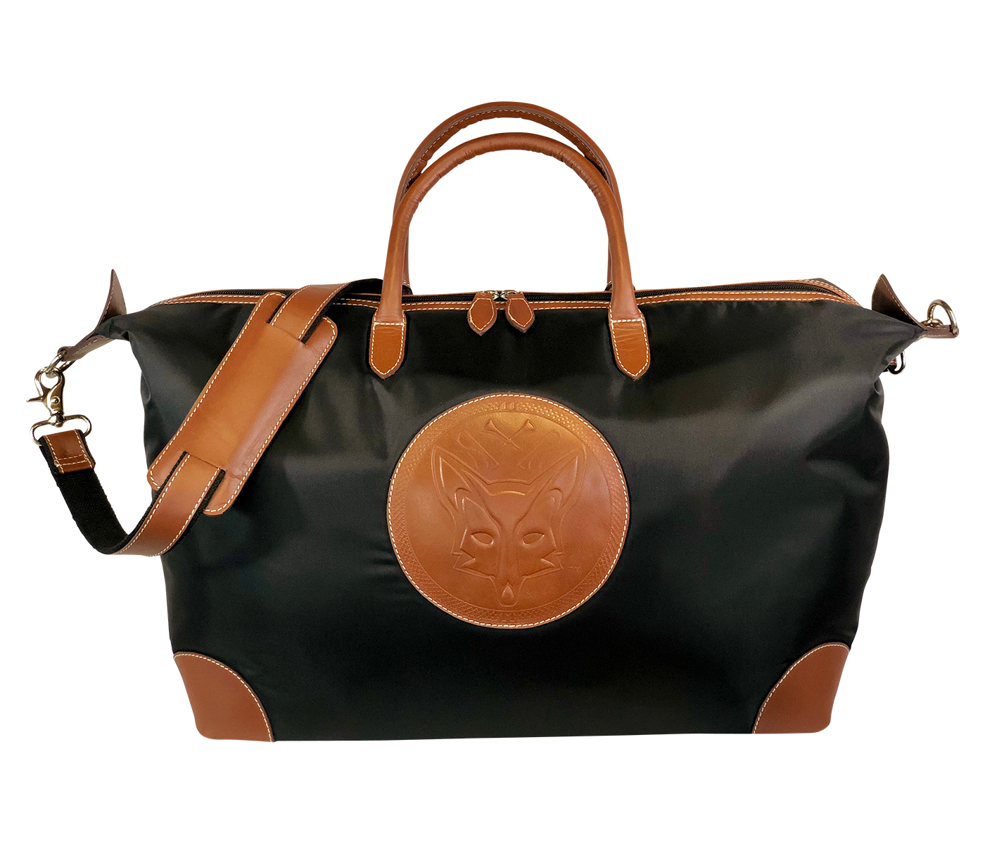 Tucker Tweed Leather Handbags Black/Chestnut / Fox The Tryon Travel Overnight: Foxhunting