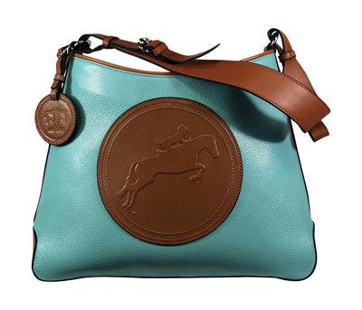 Tucker Tweed Leather Handbags Turquoise/Chestnut / Hunter/Jumper The Tweed Manor Tote: Hunter Jumper