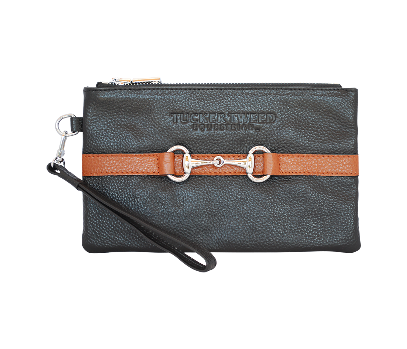 Tucker Tweed Leather Handbags Black/Chestnut The Wellington Wristlet