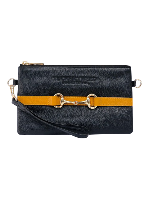 Tucker Tweed Leather Handbags Black/Gold SCAD The Wellington Wristlet
