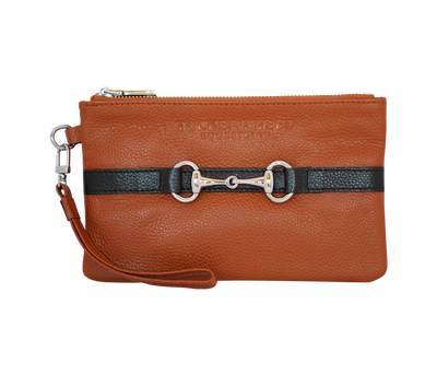 Tucker Tweed Leather Handbags Chestnut/Black The Wellington Wristlet