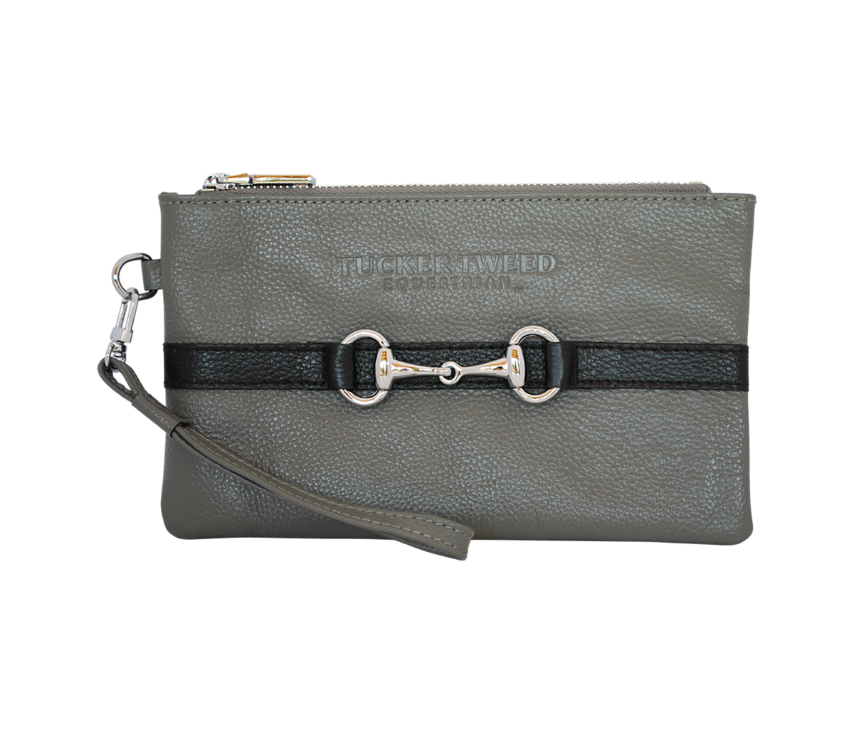 Tucker Tweed Leather Handbags Grey/Black The Wellington Wristlet