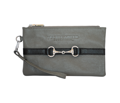 Tucker Tweed Leather Handbags Grey/Black The Wellington Wristlet