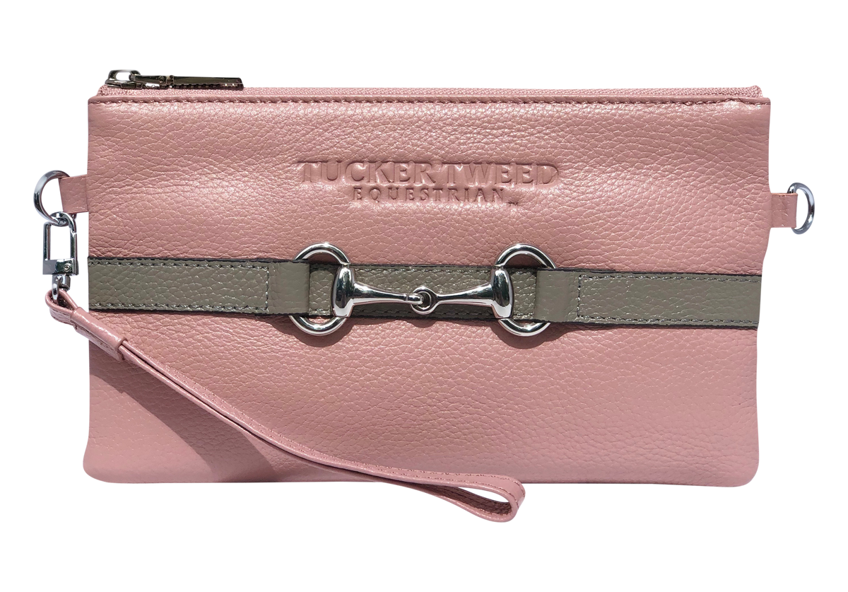 Tucker Tweed Leather Handbags Rosé/Grey The Wellington Wristlet