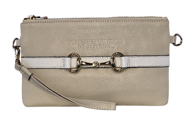 Tucker Tweed Leather Handbags Sand/White The Wellington Wristlet